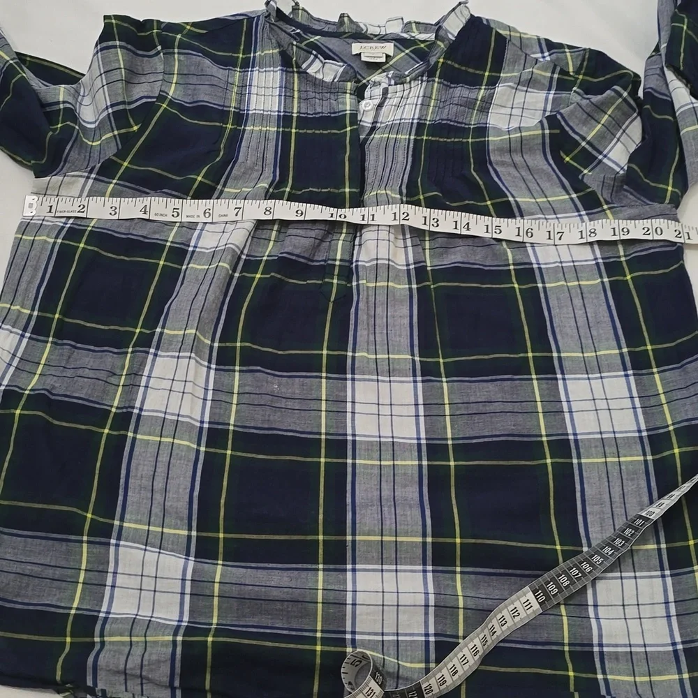 J. Crew Navy and Lime Plaid Button Down Shirt 6‎